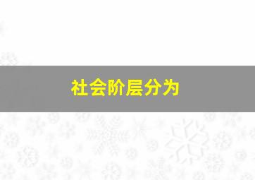 社会阶层分为