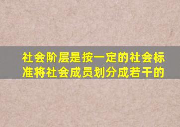 社会阶层是按一定的社会标准将社会成员划分成若干的