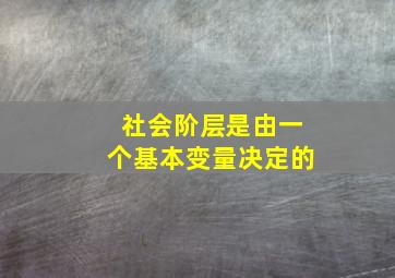 社会阶层是由一个基本变量决定的