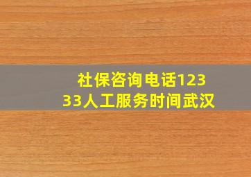 社保咨询电话12333人工服务时间武汉