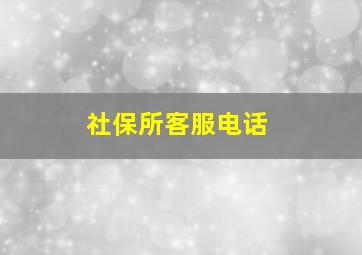 社保所客服电话