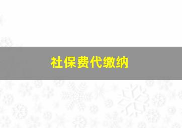 社保费代缴纳