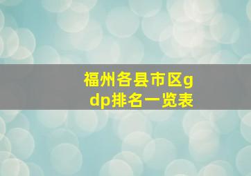 福州各县市区gdp排名一览表