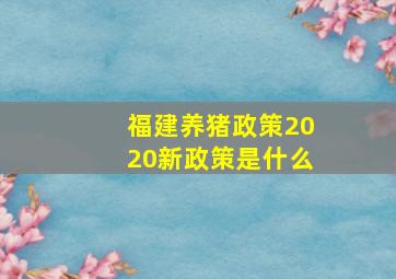 福建养猪政策2020新政策是什么