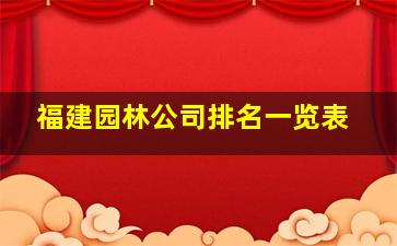 福建园林公司排名一览表