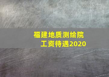 福建地质测绘院工资待遇2020