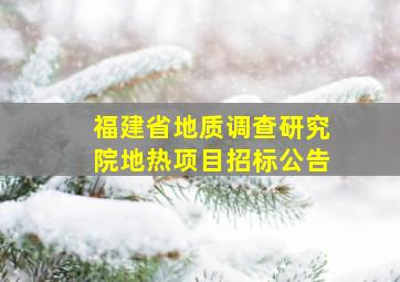 福建省地质调查研究院地热项目招标公告