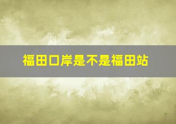 福田口岸是不是福田站