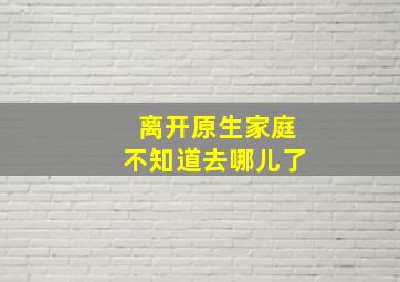 离开原生家庭不知道去哪儿了