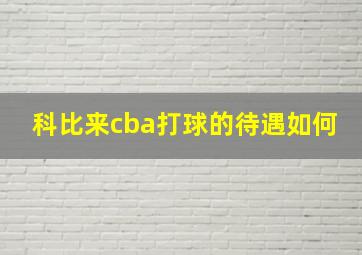 科比来cba打球的待遇如何