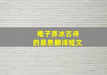 稚子弄冰古诗的意思翻译短文