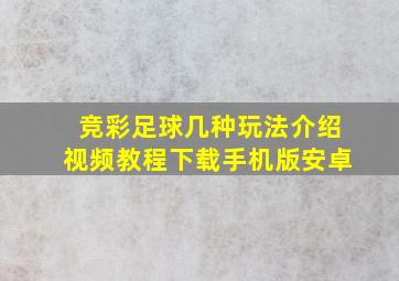 竞彩足球几种玩法介绍视频教程下载手机版安卓