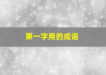 第一字用的成语