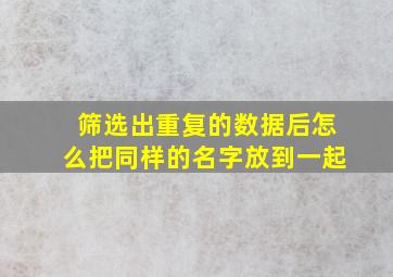 筛选出重复的数据后怎么把同样的名字放到一起