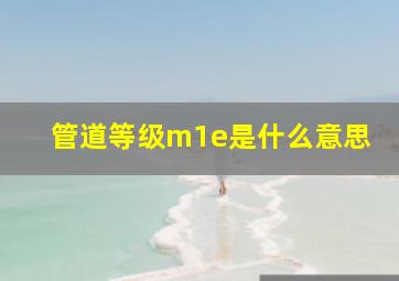 管道等级m1e是什么意思