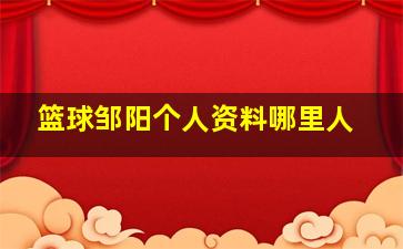 篮球邹阳个人资料哪里人