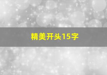 精美开头15字