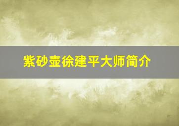 紫砂壶徐建平大师简介