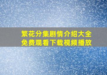 繁花分集剧情介绍大全免费观看下载视频播放