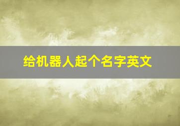 给机器人起个名字英文