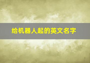 给机器人起的英文名字