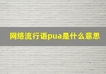 网络流行语pua是什么意思