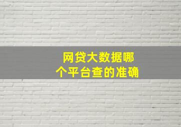 网贷大数据哪个平台查的准确