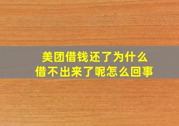 美团借钱还了为什么借不出来了呢怎么回事