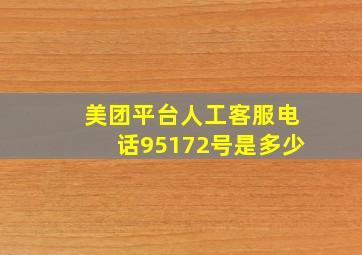 美团平台人工客服电话95172号是多少