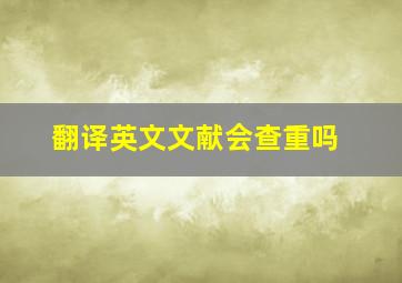 翻译英文文献会查重吗