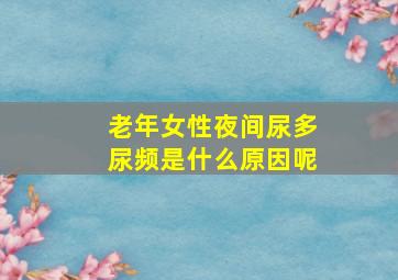 老年女性夜间尿多尿频是什么原因呢