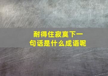 耐得住寂寞下一句话是什么成语呢