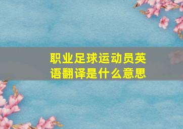 职业足球运动员英语翻译是什么意思