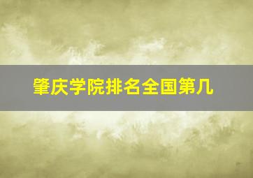 肇庆学院排名全国第几