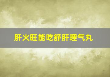 肝火旺能吃舒肝理气丸