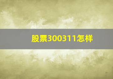 股票300311怎样