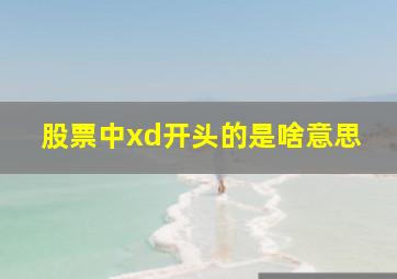 股票中xd开头的是啥意思