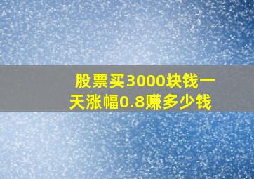 股票买3000块钱一天涨幅0.8赚多少钱