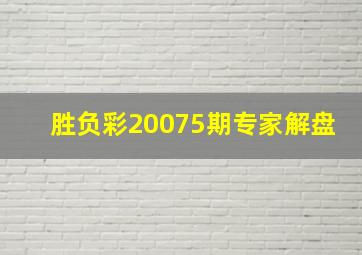 胜负彩20075期专家解盘