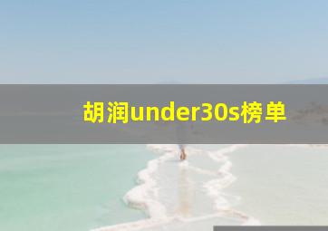 胡润under30s榜单