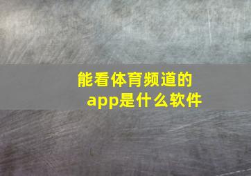 能看体育频道的app是什么软件