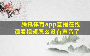 腾讯体育app直播在线观看视频怎么没有声音了