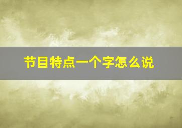 节目特点一个字怎么说