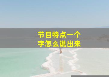 节目特点一个字怎么说出来