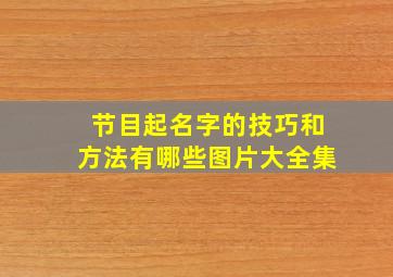 节目起名字的技巧和方法有哪些图片大全集