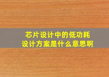 芯片设计中的低功耗设计方案是什么意思啊