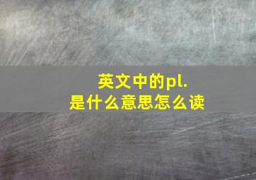 英文中的pl.是什么意思怎么读