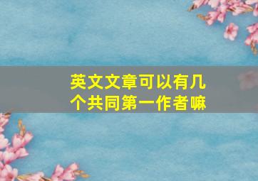 英文文章可以有几个共同第一作者嘛