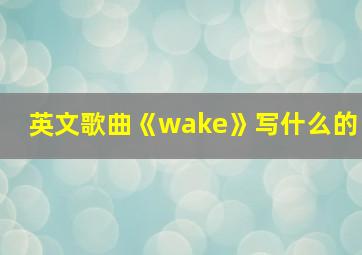 英文歌曲《wake》写什么的