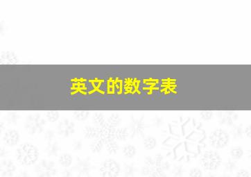 英文的数字表